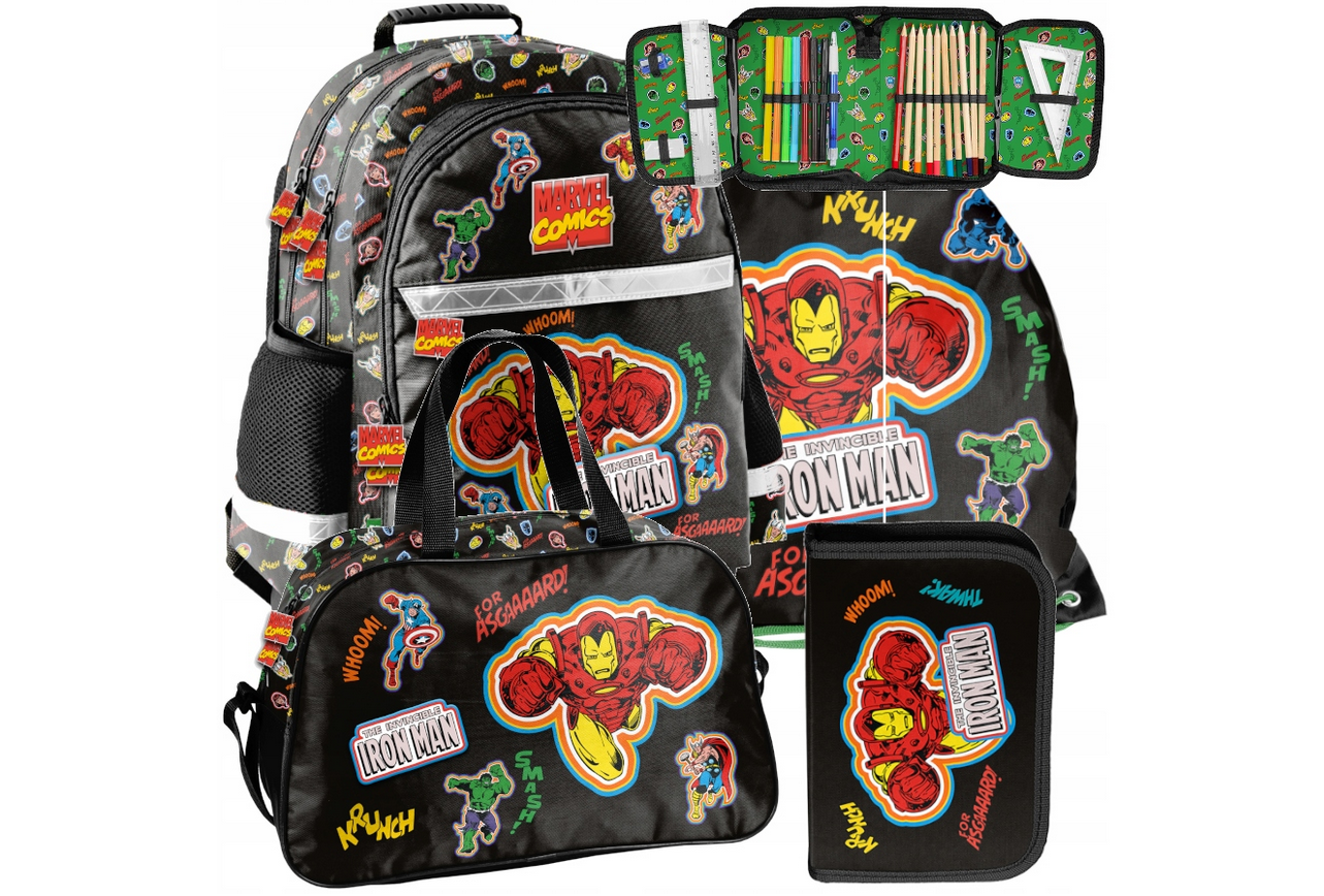 Schulranzen Rucksack Tornister Schultasche Superheld XXXL Starter Set