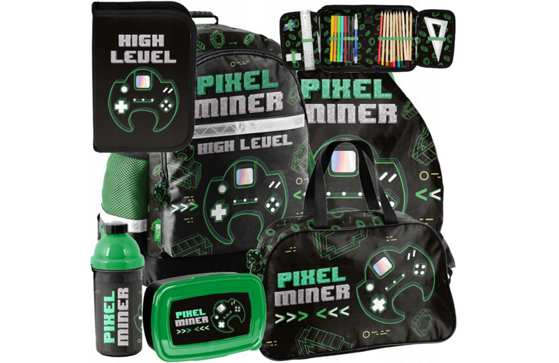 Schulranzen Rucksack Tornister Schultasche Game Miner Minecraft XXXL Starter Set