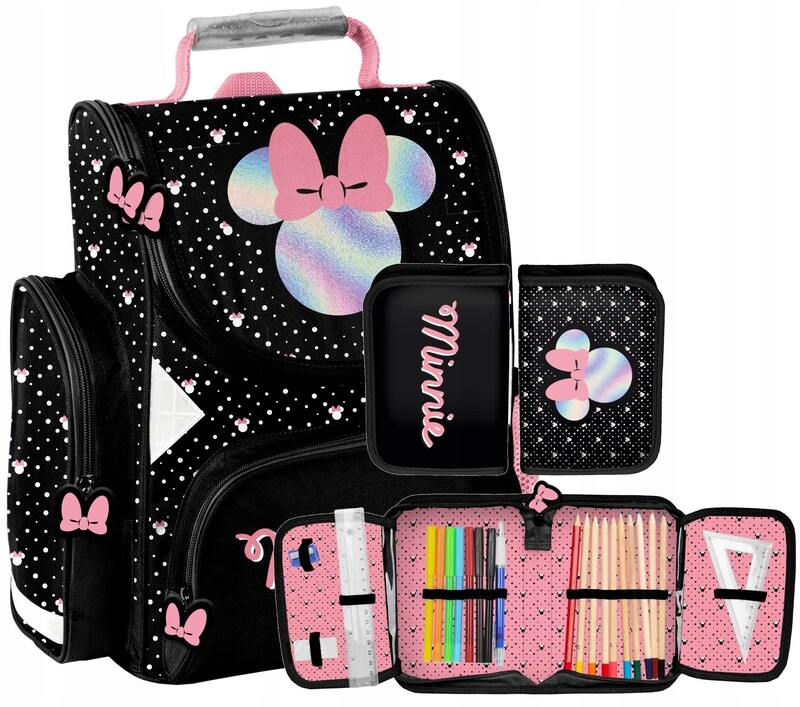 Minnie Maus Schulranzen Tornister Schultasche Set mit Federtasche Minnie Maus Schulranzen Tornister Schultasche Set mit Federtasche