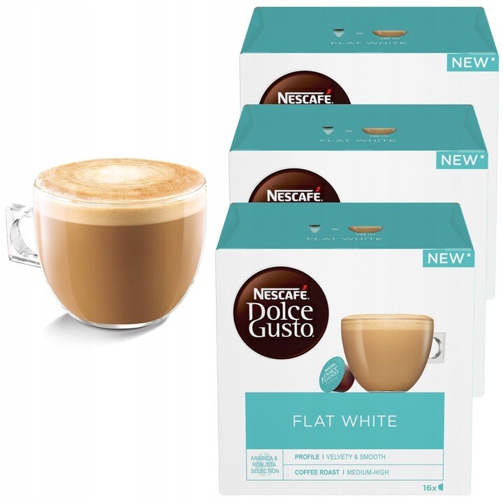 3x Dolce Gusto Flat White Kaffee 48 Kapseln 3x16 Stück 3x Dolce Gusto Flat White Kaffee 48 Kapseln 3x16 Stück