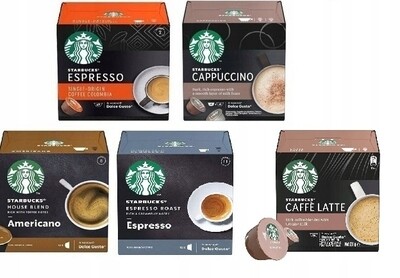 Strarbucks Kapseln Set mit 5 Geschmacksrichtungen (60 Kapseln)
für Dolce Gusto Espressomaschinen