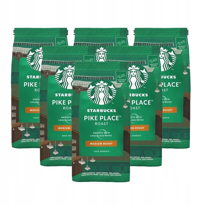 6× Kaffeebohnen Starbucks Pike Place Roast Coffee Bohnen 200 g 1,2kg