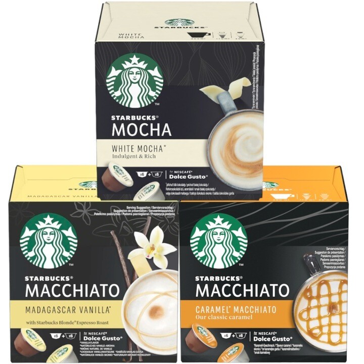 Starbucks Dolce Gusto aromatisierter Kaffee 3x 12 Kapseln Starbucks Dolce Gusto aromatisierter Kaffee 3x 12 Kapseln