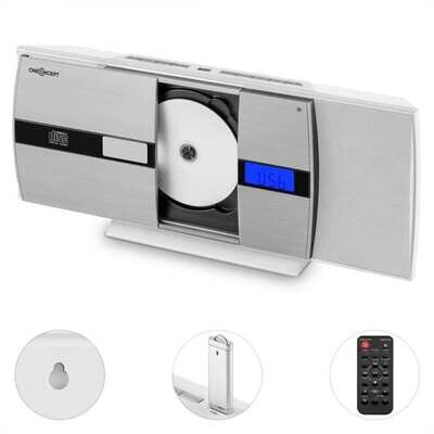 Vertikal Stereoanlage Micro CD Player Wandmontage Radio Tuner Wecker USB Audio