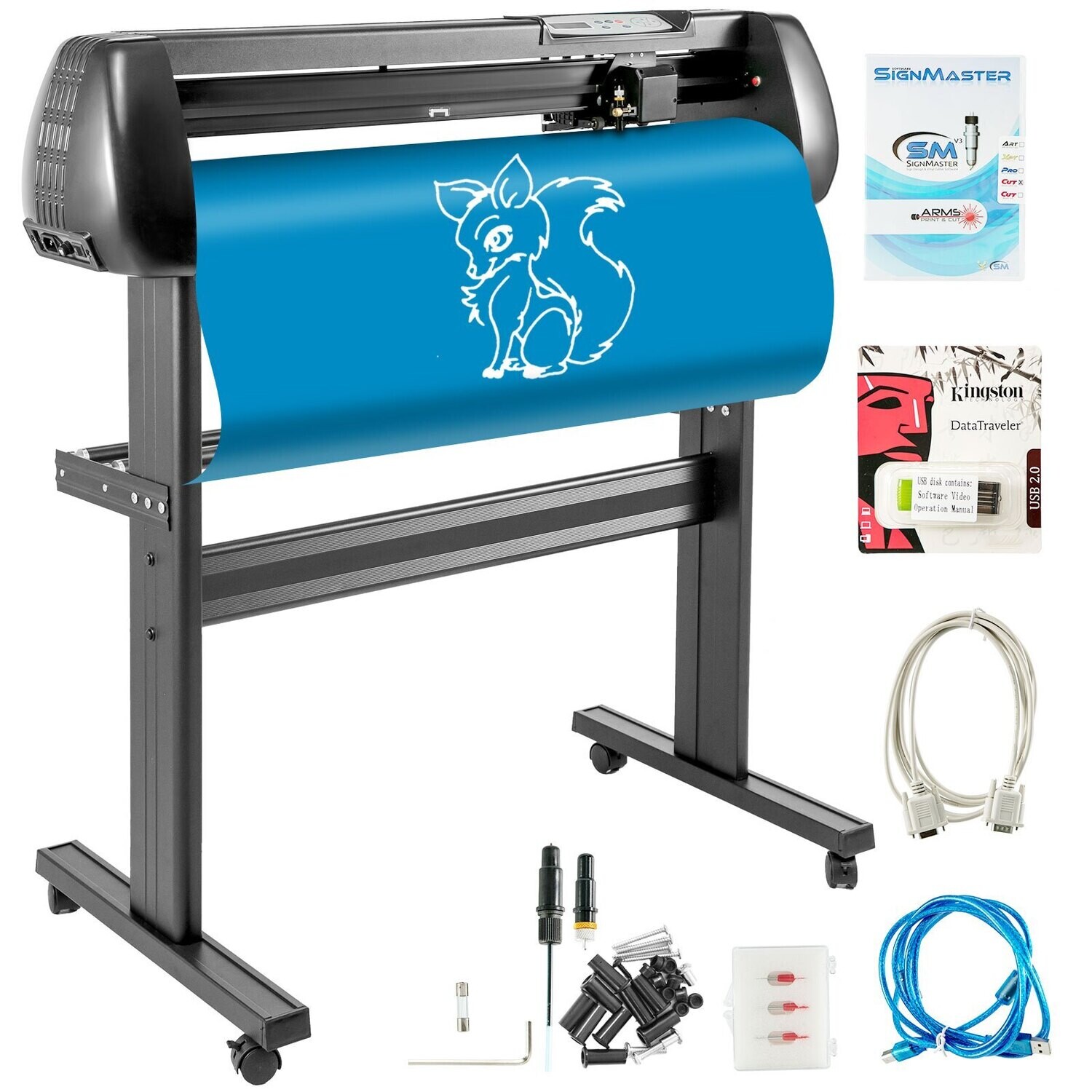 Schneideplotter, Plottermaschine Max. 870 mm Papiervorschub, Vinyl , Folienplotter VinylSchnittgenauigkeit 0,01 mm, Hobby Plotter, 3 Klingen Inkl.