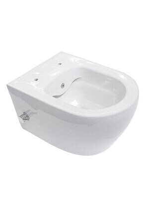 Spülrandloses Hänge WC mit integrierter Kalt- und Warmwasserarmatur und