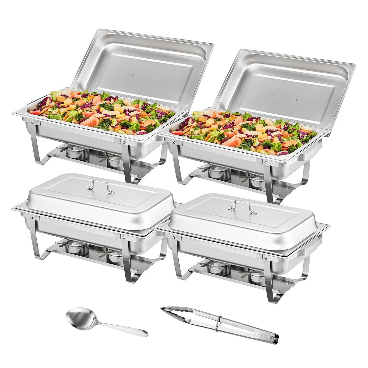 Edelstahl Warmhaltebehälter Speisenwärmer 4x7,5L 4 Stk. Chafing Dish Set Catering Imbiss Restaurant Gastro Hotel Kantine