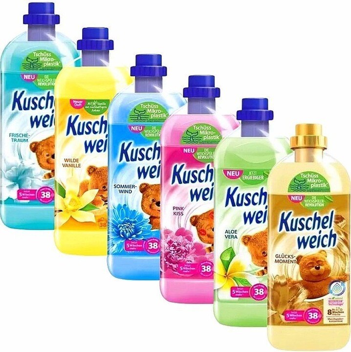 NEUES KONZENTRIERTER KUSCHELWEICH SPÜLMIX-SET DE 6X1L (6x38 Spülgänge) Weichspüler NEUES KONZENTRIERTER KUSCHELWEICH SPÜLMIX-SET DE 6X1L (6x38 Spülgänge) Weichspüler