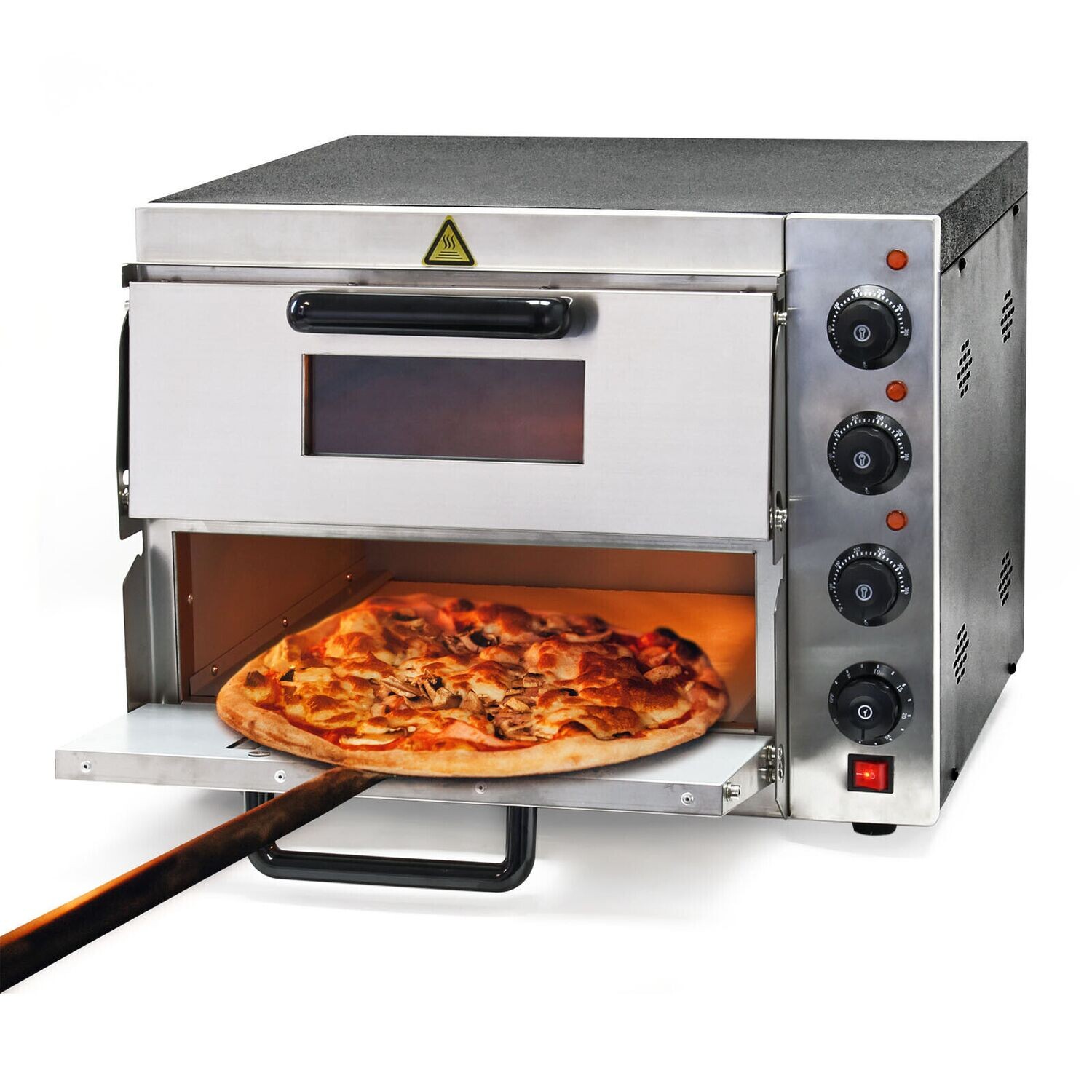 Pizzaofen 3000W Backofen 2 Etagen Edelstahl Pizzastein Gastro Ofen Schamottstein