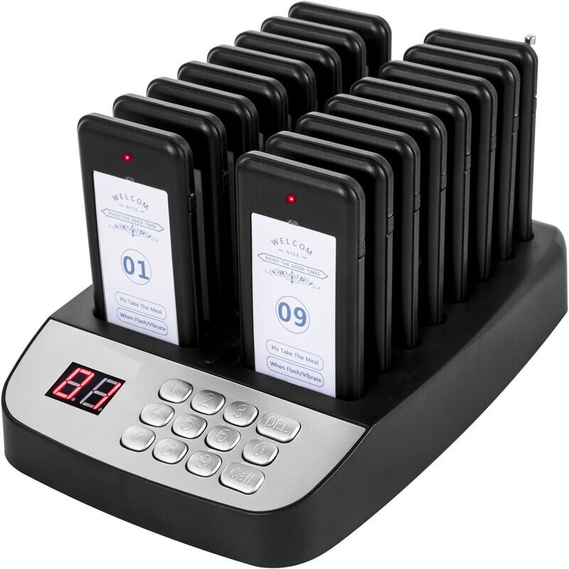 Restaurant Pager System Kundenrufsystem 16 Pager für Imbisswagen Bar Gastro Restaurant Foodtruck Kundensystem