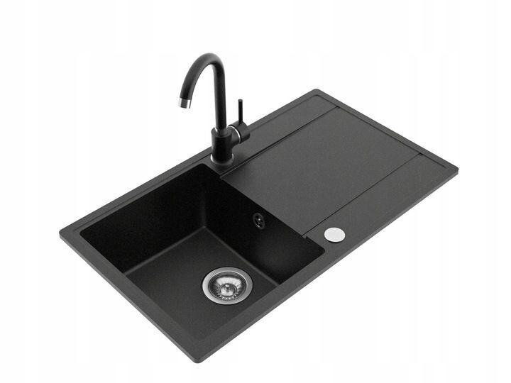 Granitspüle Waschbecken komplett Set mit SIPHON Mischbatterie Graphit Granitspüle Waschbecken komplett Set mit SIPHON Mischbatterie Graphit
