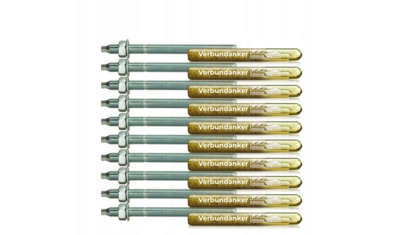 Chemischer Schraubanker M10 Ampulle + verzinkte Gewindestange M10x130 Satz à 10 Stück Chemischer Schraubanker M10 Ampulle + verzinkte Gewindestange M10x130 Satz à 10 Stück