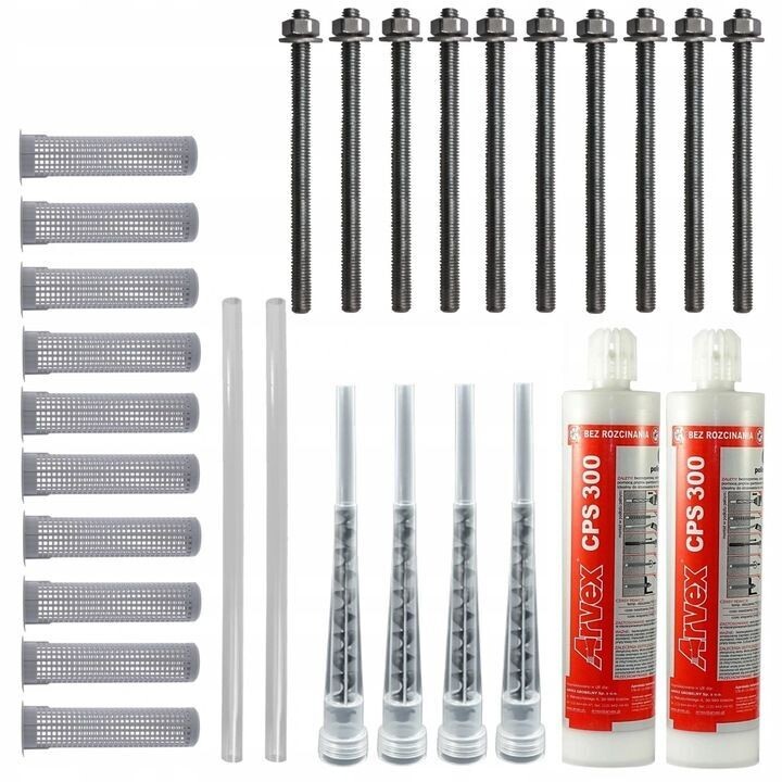2x CHEMISCHER ANKER CPS 300 KLEBSTOFF 4X MISCHER mit M8 Befestigunsset