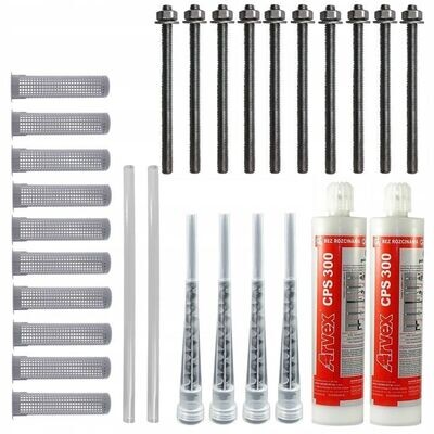 2x CHEMISCHER ANKER CPS 300 KLEBSTOFF 4X MISCHER mit M8 Befestigunsset 2x CHEMISCHER ANKER CPS 300 KLEBSTOFF 4X MISCHER mit M8 Befestigunsset
