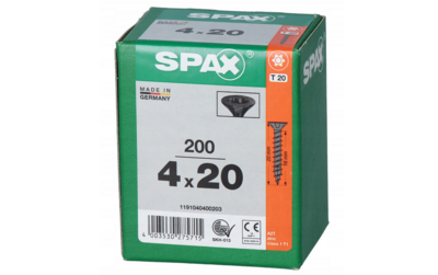 Spax Universal Schwarze Schrauben SPAX 4x20 T20 Vollgewinde 200 Stk 1191040400203