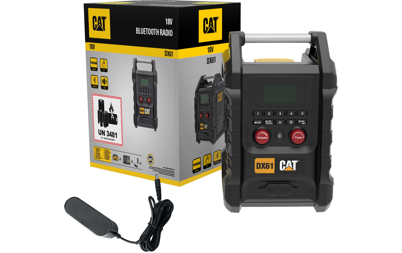 Baustellenradio CAT DX61B BT 18V AUX Display