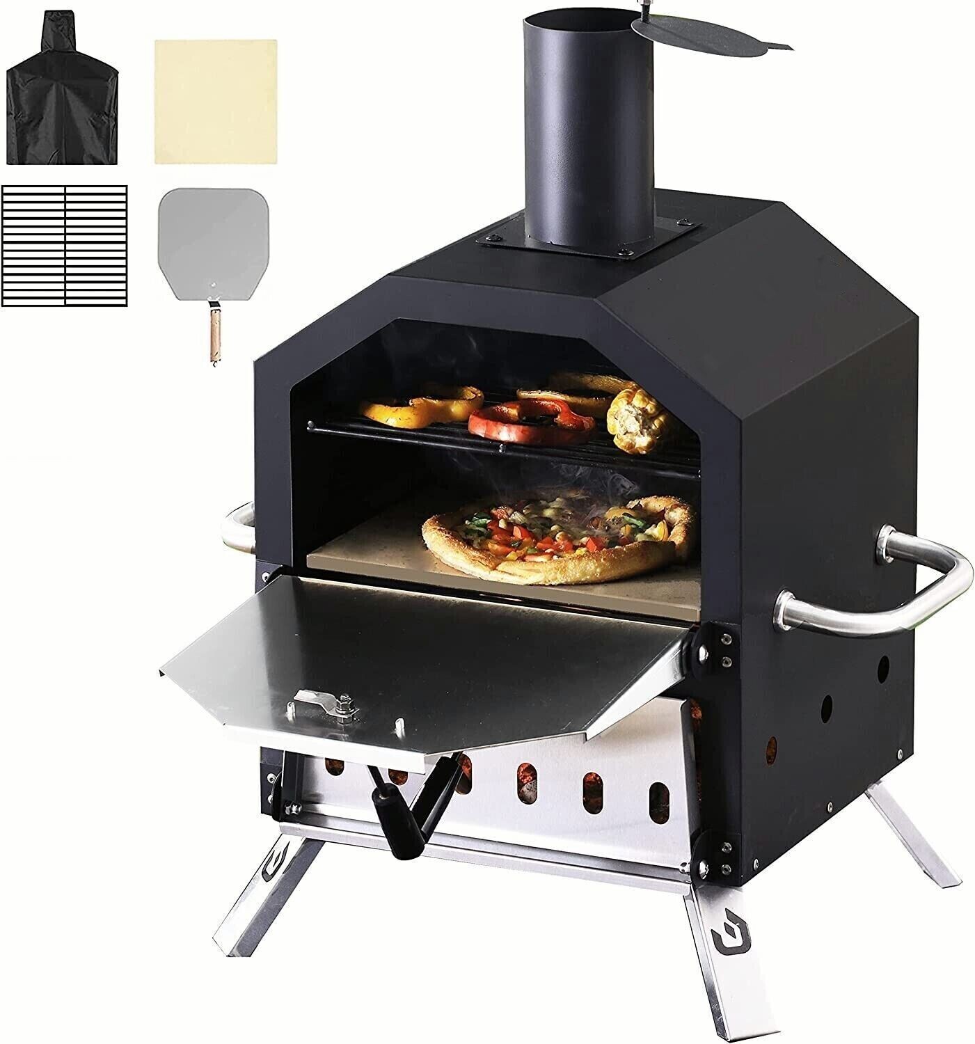 Outdoor Grill Holz BBQ Smoker Tragbarer Pizzaofen Pizzamaker Outdoor-Pizzaofen zum Backen von 2 Pizzen im Freien