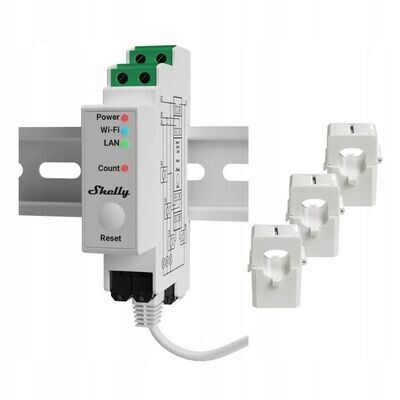 Shelly PRO 3EM 2-Wege-WIFI/LAN-Stromzähler für DIN-Schiene Automat Wandverteiler Elektroverteiler Zählerschrank 3800235268100