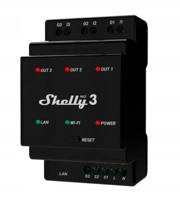 Shelly Pro 3 LAN WIFI BT 3-Kanal 16A Automat Wandverteiler Elektroverteiler Zählerschrank 3800235268094