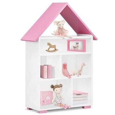 Design Kinderbücherregal 117 cm, weiß-rosa Kinderzimmer