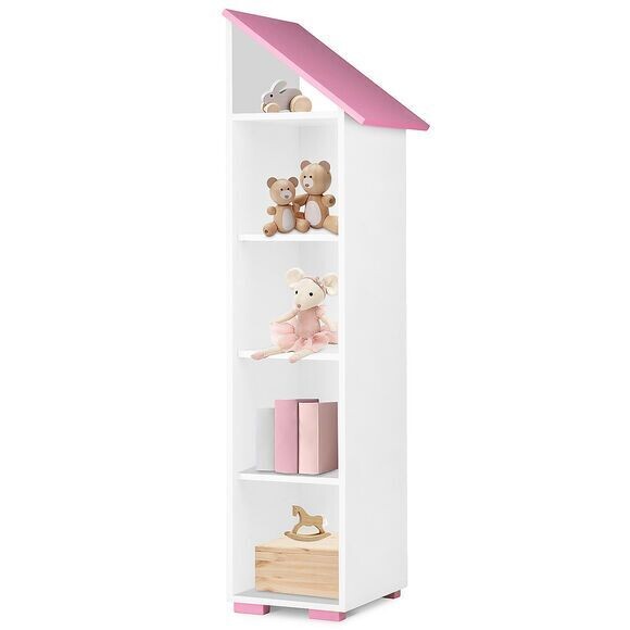 Design Bücherregal Kinderhaus hoch 165 cm weiß-rosa Kinderzimmer Design Bücherregal Kinderhaus hoch 165 cm weiß-rosa Kinderzimmer