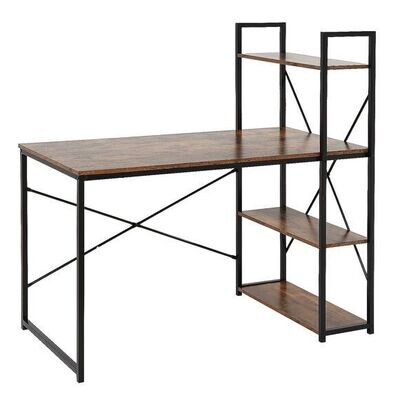 Design Loft Schreibtisch Tisch mit Regalen 120 x 60 x 75 braun