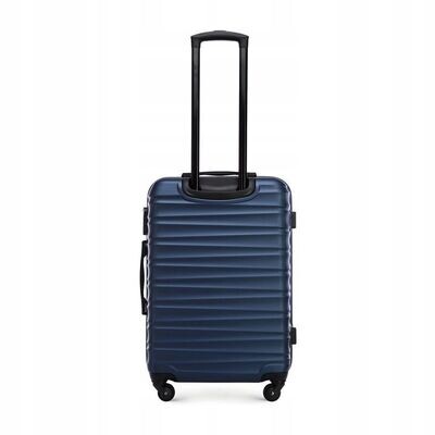 Großer Premium Koffer Reisekoffer ABS Kunststoff 96l mit Rippen dunkelblau