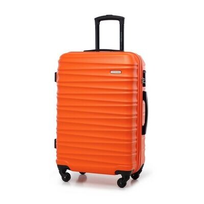 Großer Premium Koffer Reisekoffer ABS Kunststoff 96l mit Rippen orange