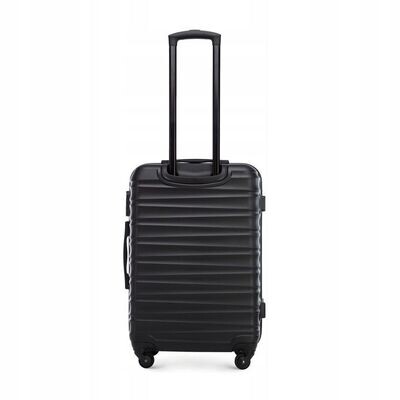 Großer Premium Koffer Reisekoffer ABS Kunststoff 96l mit Rippen schwarz