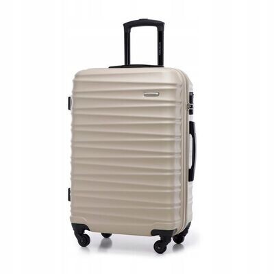 Großer Premium Koffer Reisekoffer ABS Kunststoff 96l mit Rippen beige