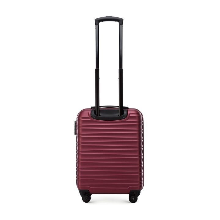 Premium Koffer Reisekoffer Kabinenkoffer mit Rippen ABS Kunststoff 34l dunkelrot
