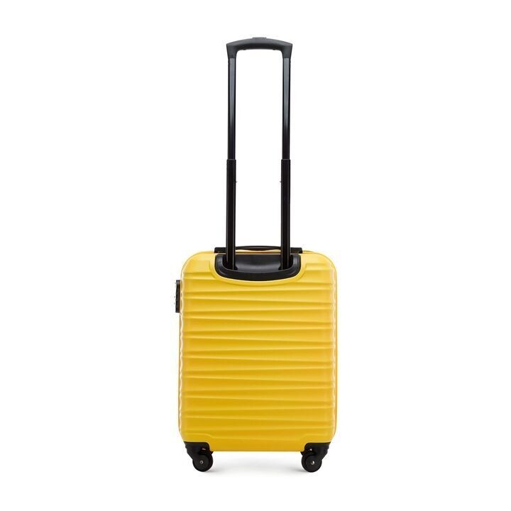 Premium Koffer Reisekoffer Kabinenkoffer mit Rippen ABS Kunststoff 34l gelb