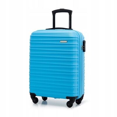 Premium Koffer Reisekoffer Kabinenkoffer mit Rippen ABS Kunststoff 34l blau