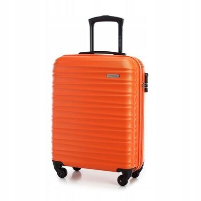 Premium Koffer Reisekoffer Kabinenkoffer mit Rippen ABS Kunststoff 34l orange