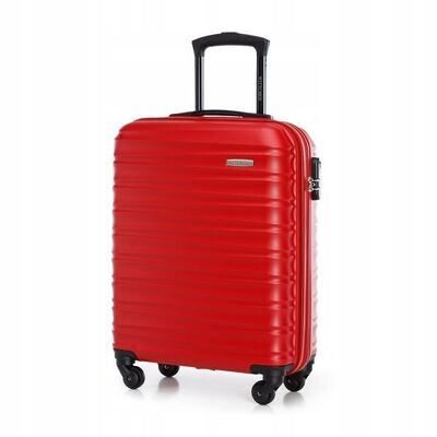 Premium Koffer Reisekoffer Kabinenkoffer mit Rippen ABS Kunststoff 34l rot