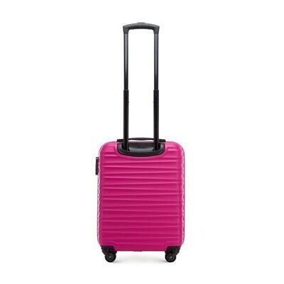 Premium Koffer Reisekoffer Kabinenkoffer mit Rippen ABS Kunststoff 34l rosa