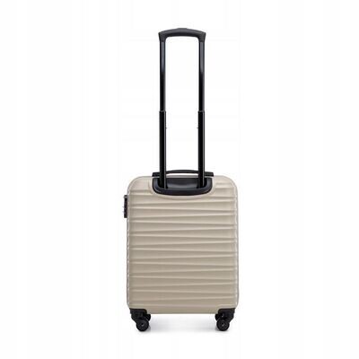 Premium Koffer Reisekoffer Kabinenkoffer mit Rippen ABS Kunststoff 34l beige