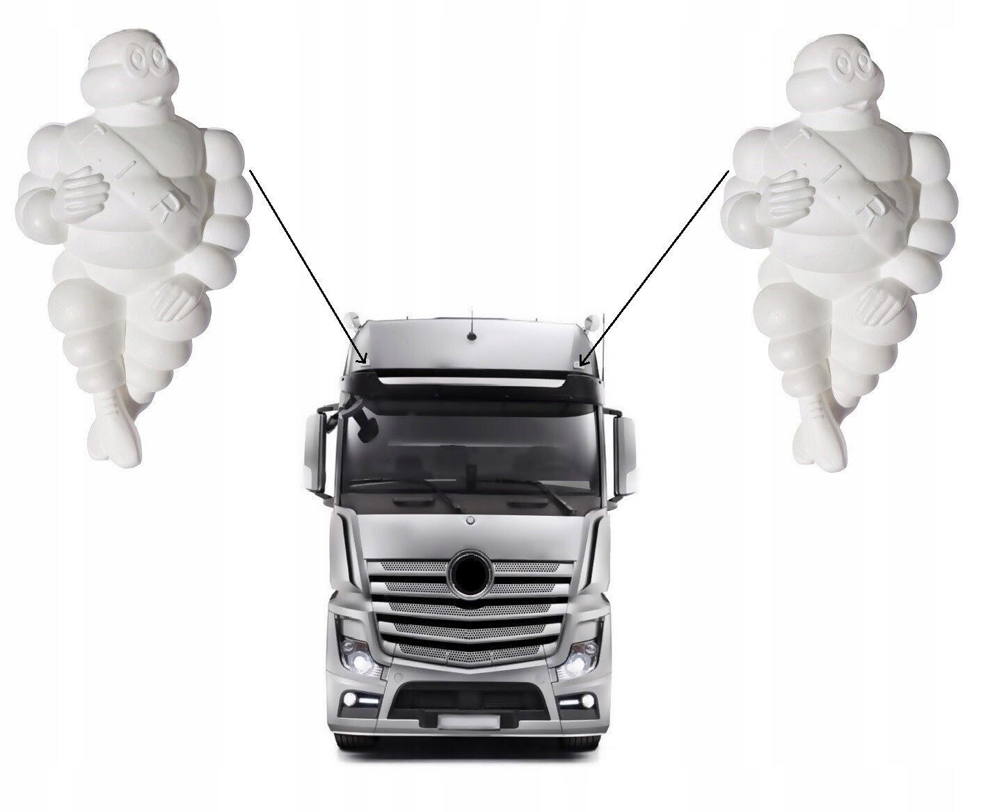 2x MICHELIN Mann  BELEUCHTETER DACHMANN FIGUR 45CM Lampe Beleuchtung LKW MAN DAF MERCEDES RENAULT VOLVO ACTROS TGX TGA etc.