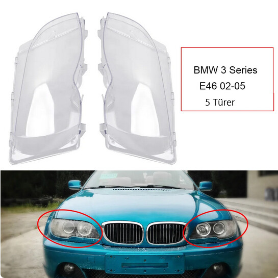 BMW 3er e46 02-05 (5 Türer) Front Scheinwerfer Objektiv Abdeckung Scheinwerferglas Lampenschirm Lampencover