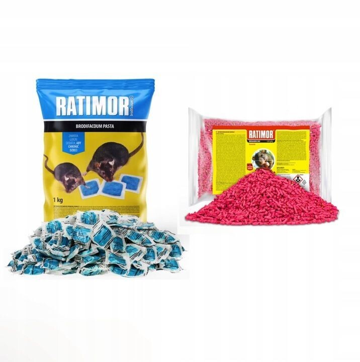 GIFTPASTE FÜR MÄUSE UND RATTEN 1 KG + GIFT MÄUSEGRANULAT 1 KG RATIMOR Set