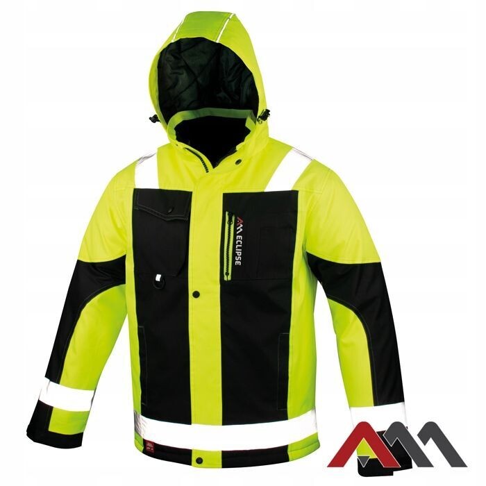 Premium Edition warme Winterjacke mit Reflektoren und  Kapuze Winterjacke wasserdicht gelb