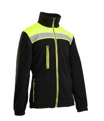 Premium Edition isolierte Warn-Fleece Jacke mit Reflektoren gelb Design1