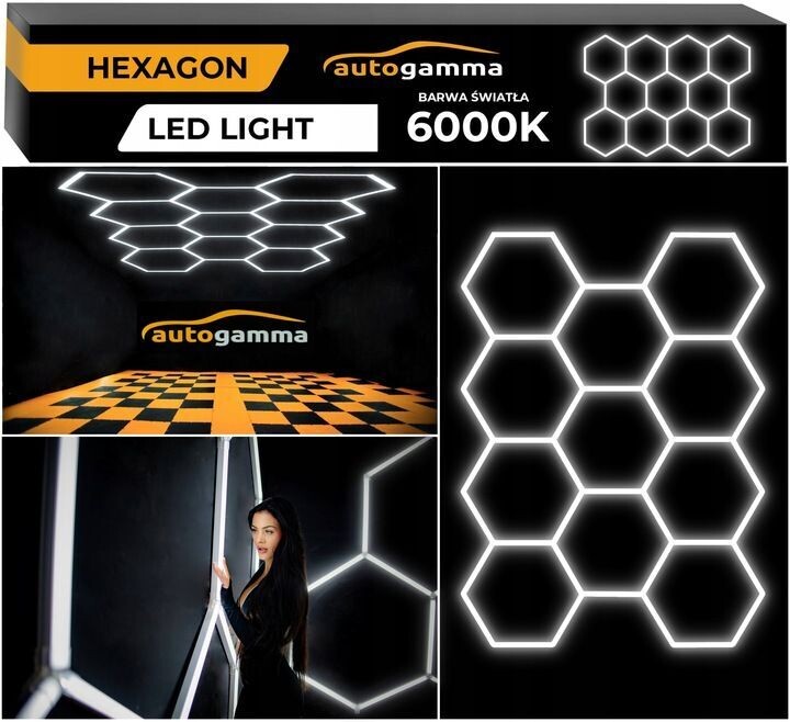 LED-Lampe Garage Werkstatt HEXAGON 297x412cm 6000K LED-Lampe Garage Werkstatt HEXAGON 297x412cm 6000K