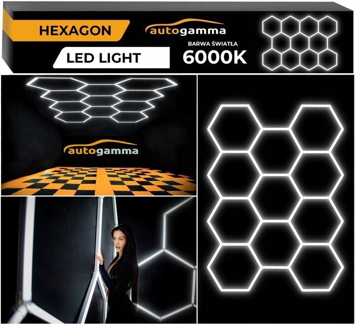 LED Werkstatt Garagenbeleuchtungslampe 6000K HEXAGON 297x206