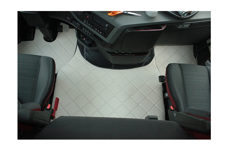 Handmade TEPPICHE FUSSMATTE VOLVO FH4 FH5 LEDER BEIGE Fußmatten Teppich komplett Set Leder Beige komplett Set mit Türverkleidung Griff Starter Set