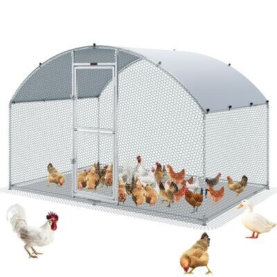 Hühnerstall, 3 x 2 x 2 m Hühnerhaus Freilaufgehege mit Sonnenschutzdach PE-Plane, Stahl Kleintierstall Hühnerhaus Dach Geflügelstall Hühnerkäfig für Hühner, Enten, Gänse, Kaninchen usw.