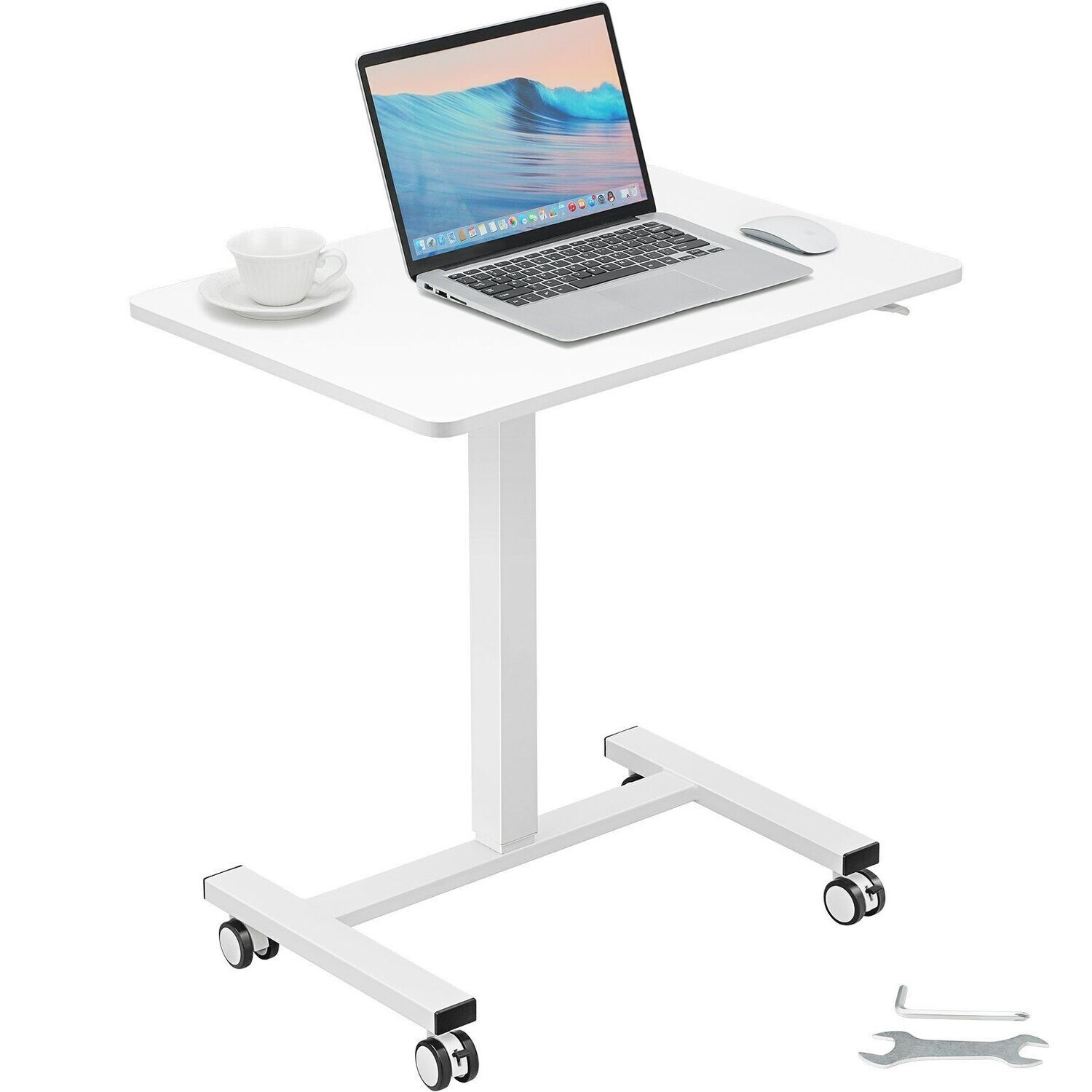 Laptoptisch Höhenverstellbar 713–1118 mm Notebooktisch Projektionstisch, Weiß Laptoptisch Rollbar 690 x 480 mm Mobiler Schreibtisch Pflegetisch Computerschreibtisch Workstation für Zuhause, Büro