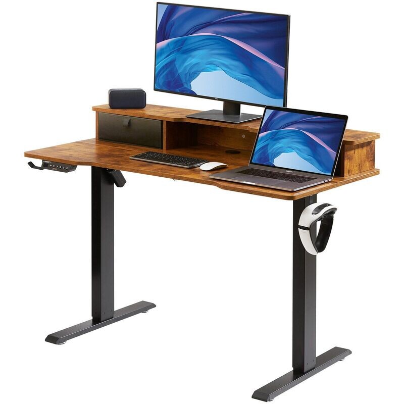 Höhenverstellbarer Stehschreibtisch 1,2 x 0,6 m Dual-Monitor-Riser-Workstation Höhenverstellbarer Stehschreibtisch 1,2 x 0,6 m Dual-Monitor-Riser-Workstation