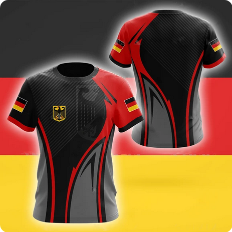 Germany Deutschland Flagge 3D-Druck T-Shirts Fussball EM Design 3