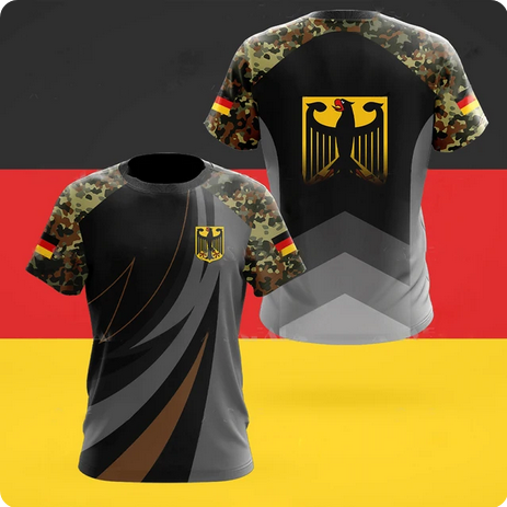 Germany Deutschland Flagge 3D-Druck T-Shirts Fussball EM Design 7